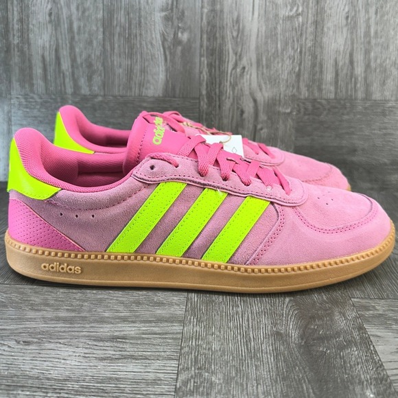 adidas Shoes - Adidas Breaknet Sleek Pink Neon Yellow Suede Sneakers JH6899 Womens 7 NEW